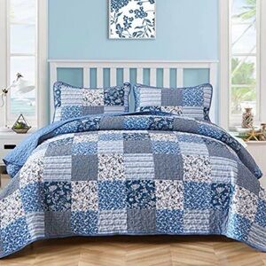 Blue Patchwork Quilt Set king
